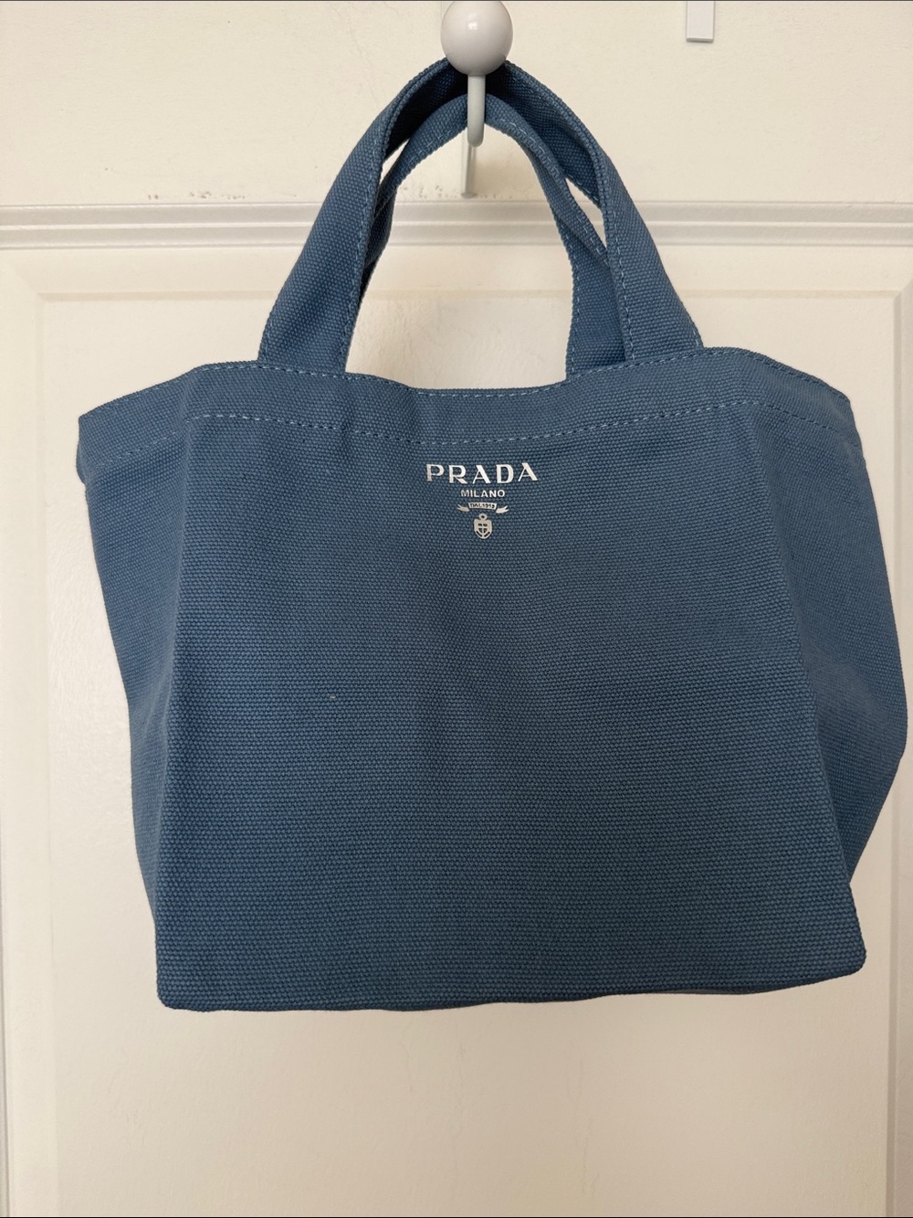 Prada Blue Canvas Mini Tote